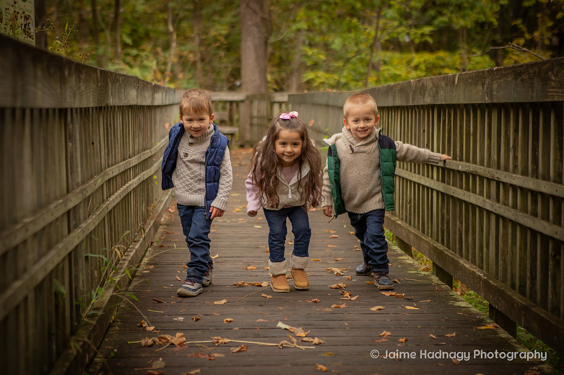 Outdoor Family Photos in Asheville with 4 Year Old Triplets