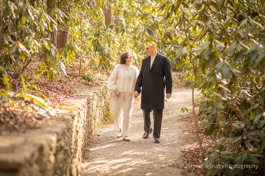 Anniversary Photos in Asheville Botanical Gardens | Couples Photographer