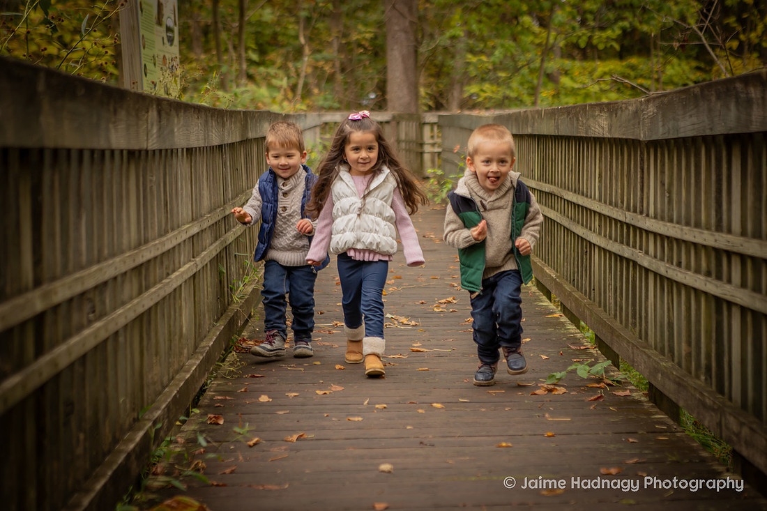 Outdoor Family Photos in Asheville with 4 Year Old Triplets