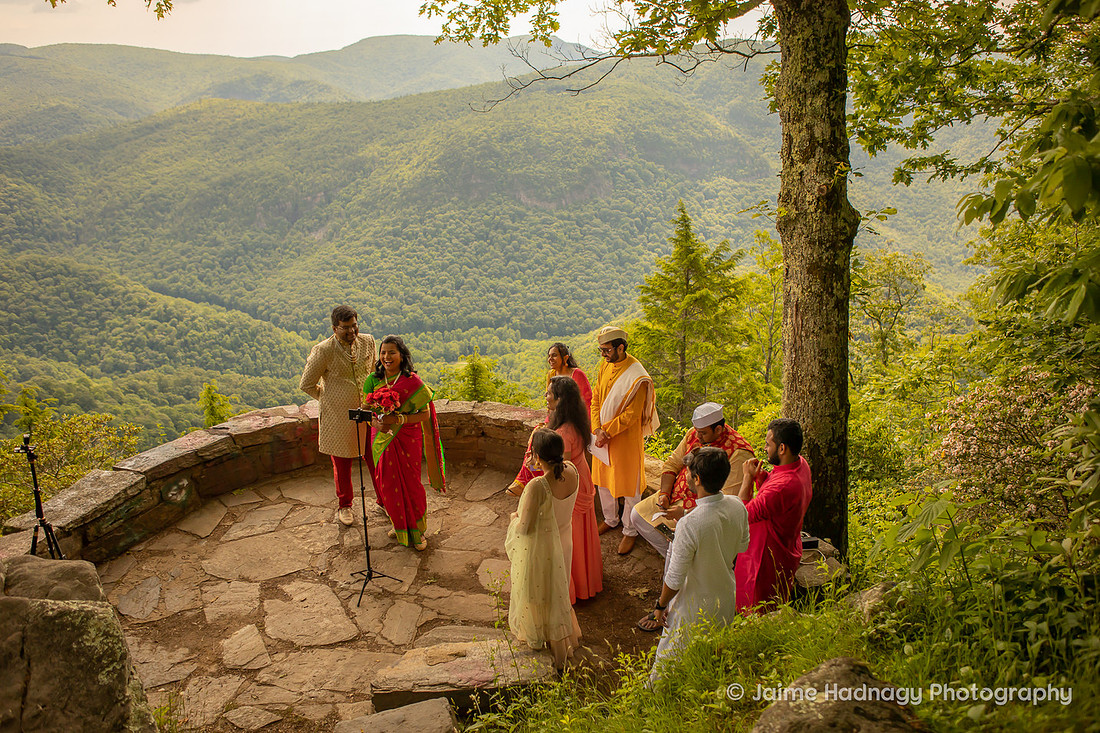 Beautiful Indian Small Wedding Ceremony on Blue Ridge Parkway | North Carolina Elopement Photographer