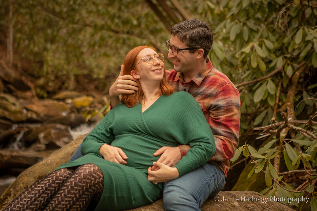 Nature Maternity Photos by the river in the forest | Black Mountain Baby Photographer