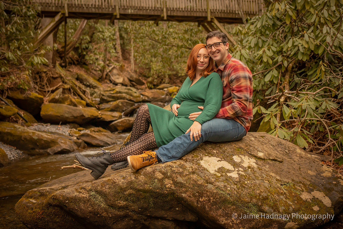 Nature Maternity Photos by the river in the forest | Black Mountain Baby Photographer
