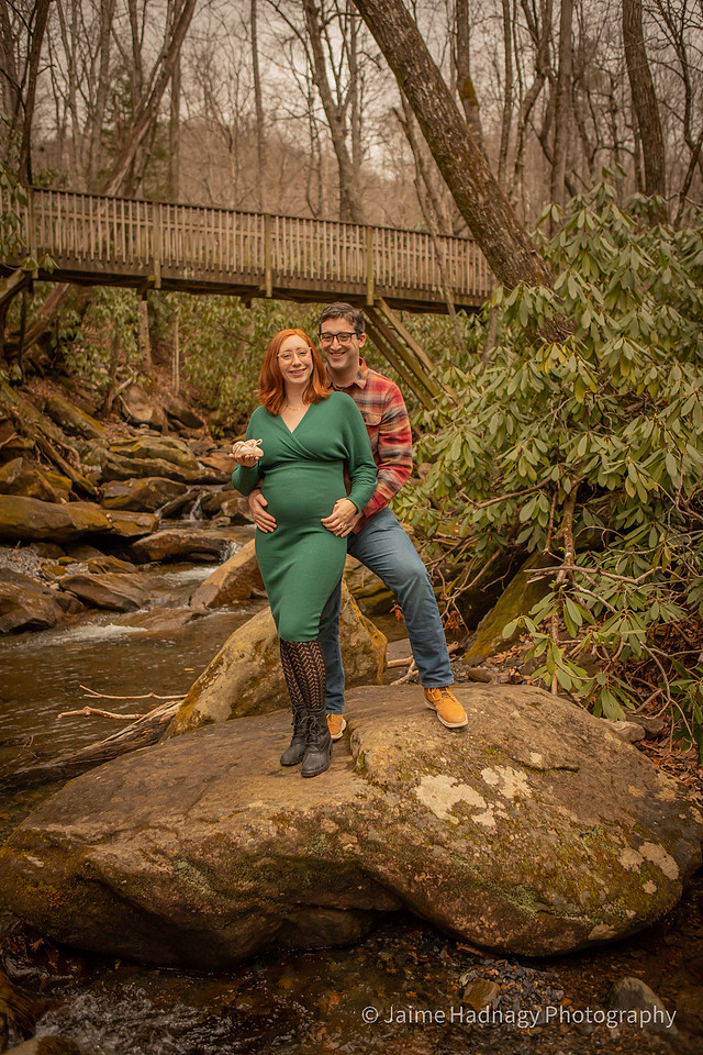 Nature Maternity Photos by the river in the forest | Black Mountain Baby Photographer