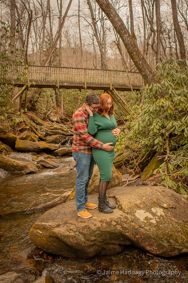 Nature Maternity Photos by the river in the forest | Black Mountain Baby Photographer