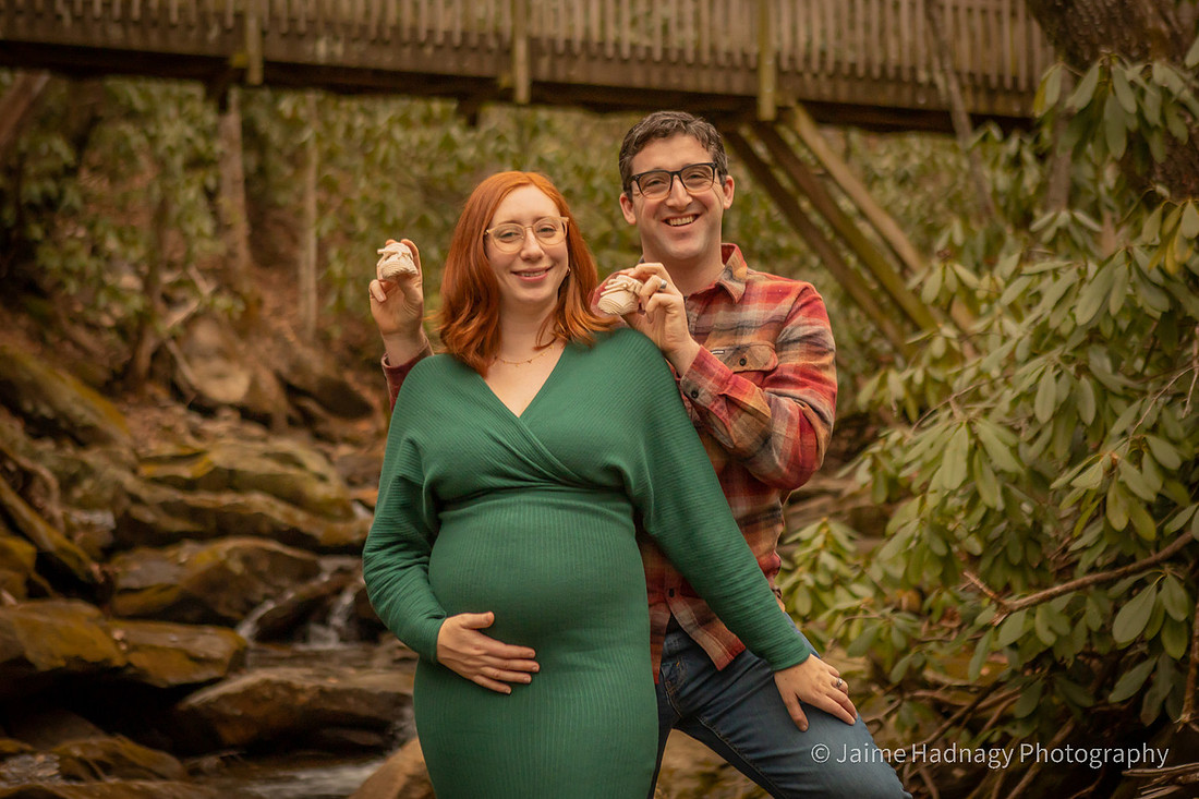 Nature Maternity Photos by the river in the forest | Black Mountain Baby Photographer