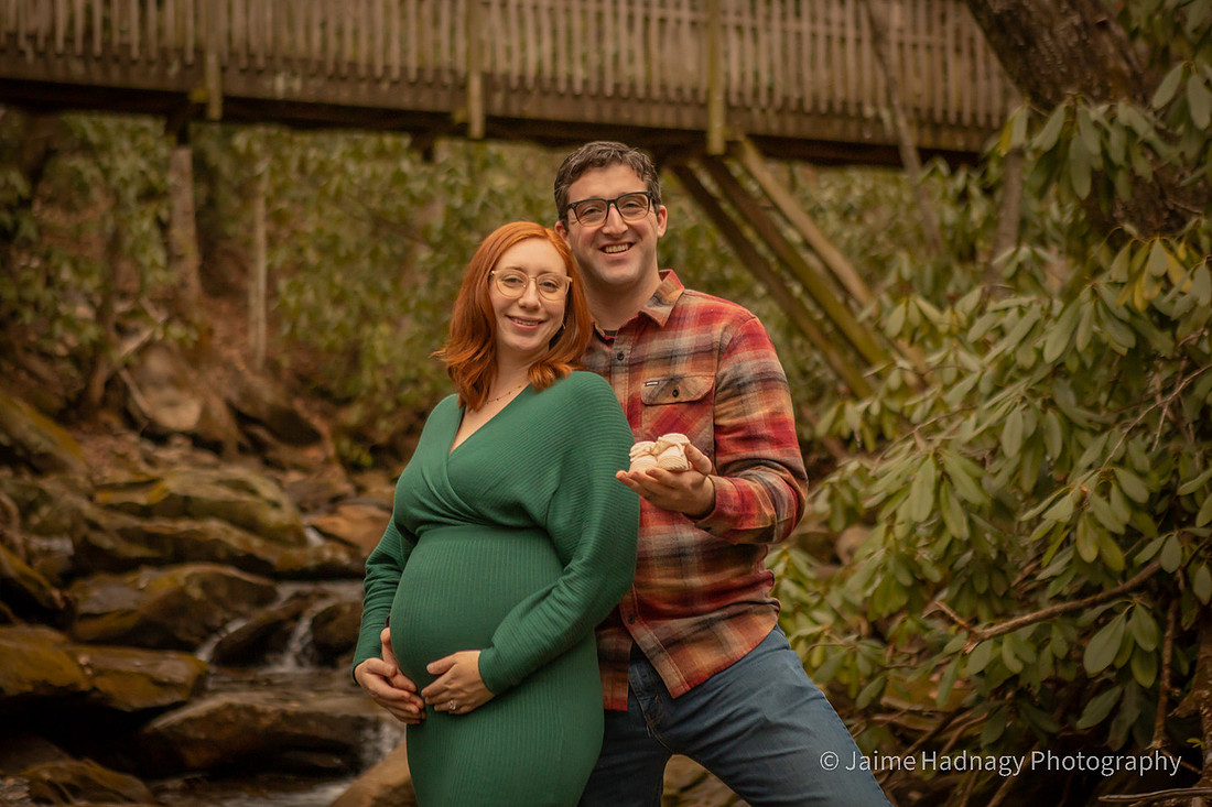 Nature Maternity Photos by the river in the forest | Black Mountain Baby Photographer
