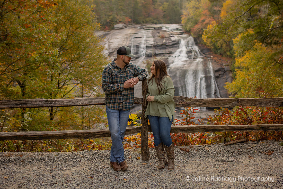 Engagement Photos at Triple Falls in Dupont State Forest