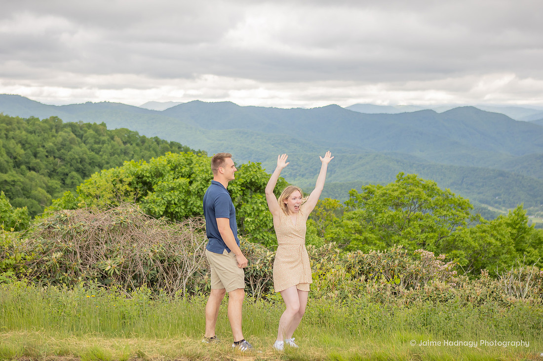 Blue Ridge Parkway Surprise Proposal and Engagement Session | Asheville Photographer