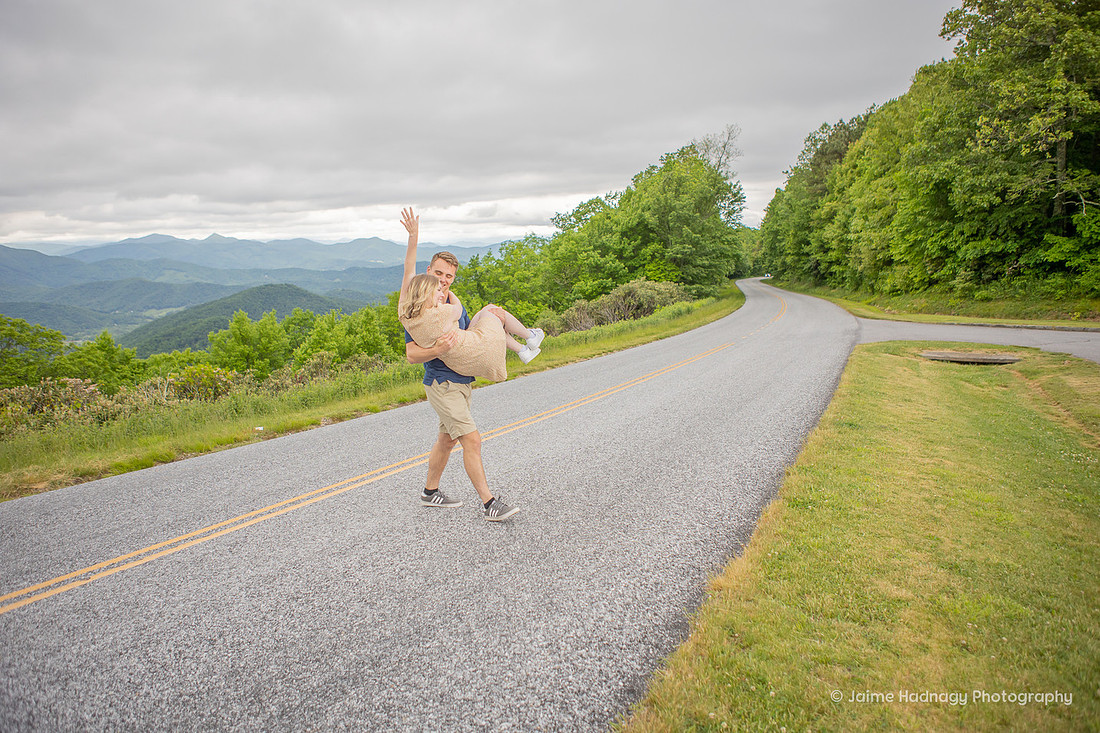 Blue Ridge Parkway Surprise Proposal and Engagement Session | Asheville Photographer