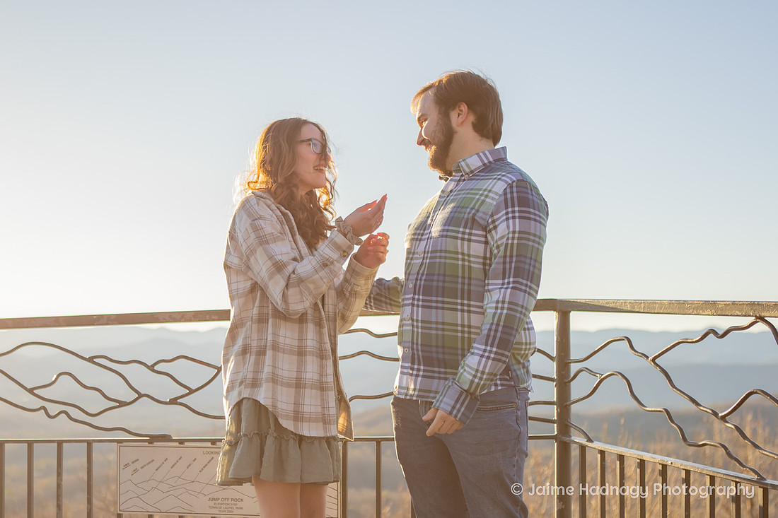 Hendersonville Proposal at Jump Off Rock During Golden Hour