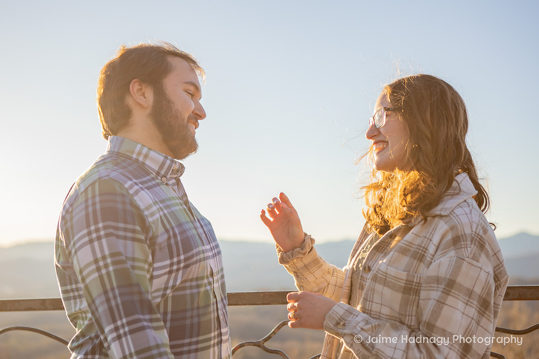 Hendersonville Proposal at Jump Off Rock During Golden Hour