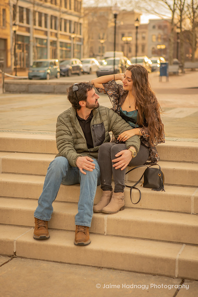 Surprise Proposal in Downtown Asheville by the Fountain | Engagement Photographer