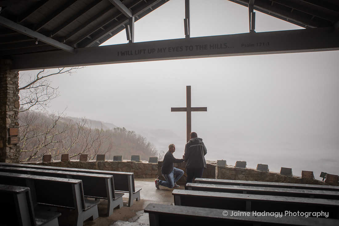 Rainy Day Proposal at Pretty Place | Asheville Photographer