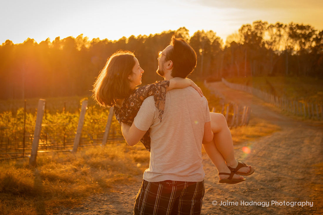 Sunset Engagement Photos at Mountain Brook Vineyards | Asheville Photographer