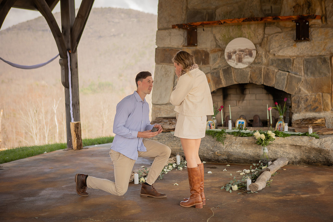 Surprise Proposal at Raven Rock Mountain in Hendersonville, NC | Engagement Photographer