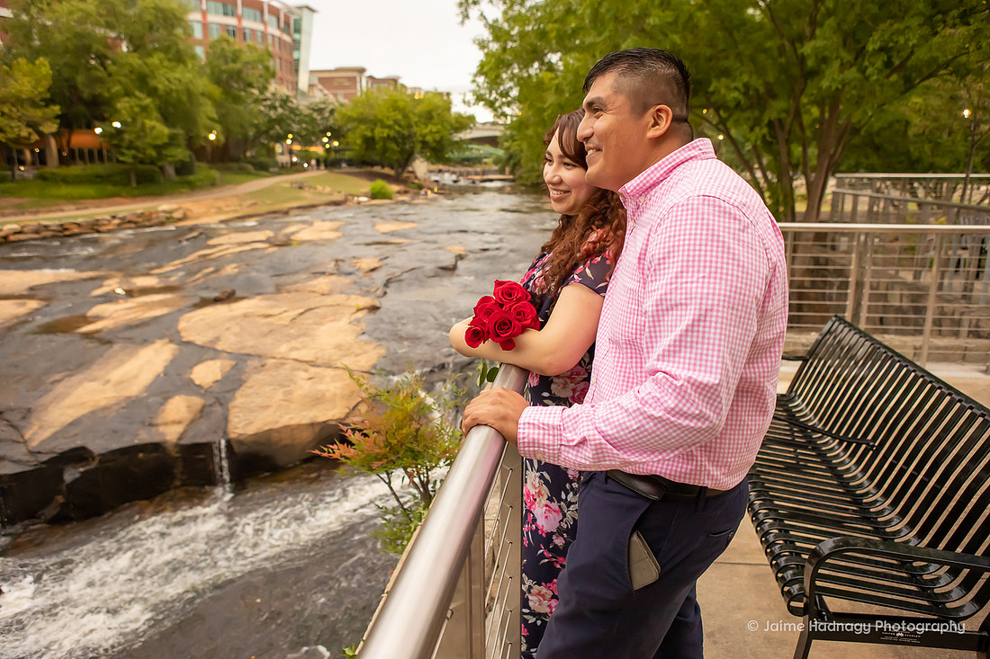 Surprise Proposal and Engagement Session Asheville Photographer goes to Greenville, SC