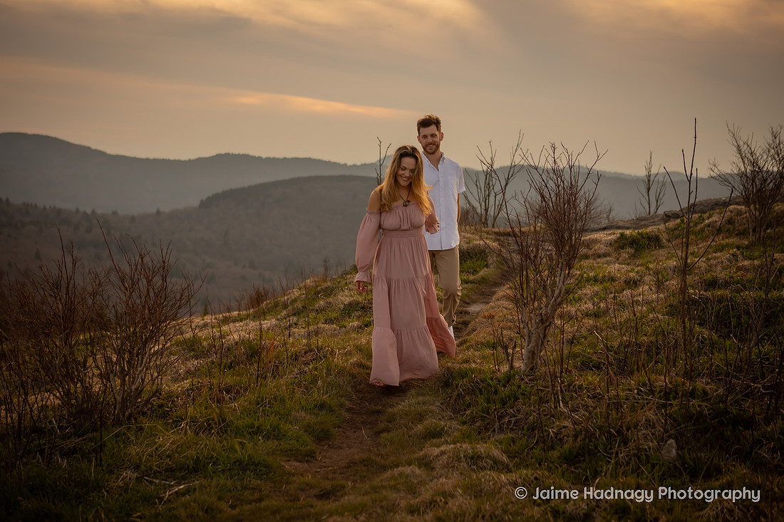 Soft Flowy Bohemian Engagement Photos in the Mountains