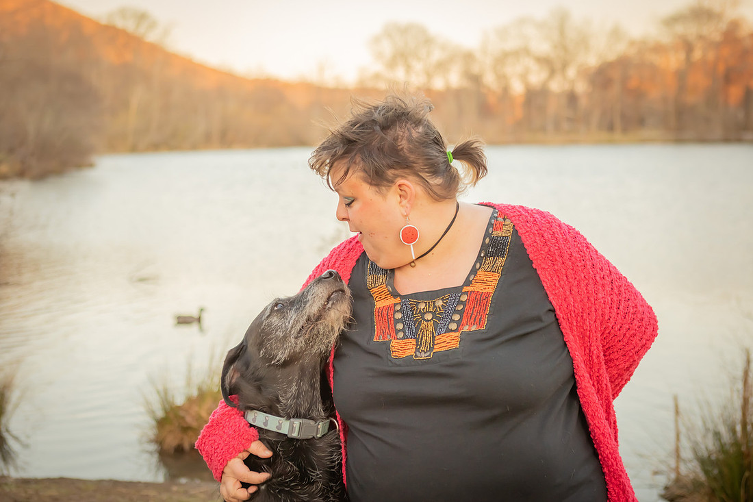 Black Dog with Human | Pet Photography