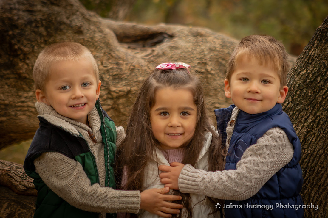 Outdoor Family Photos in Asheville with 4 Year Old Triplets