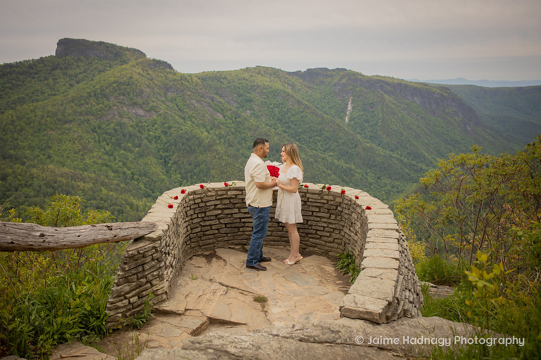 Gorgeous Mountain Proposal at Wiseman's View in Linville, NC | WNC Engagement Photographer