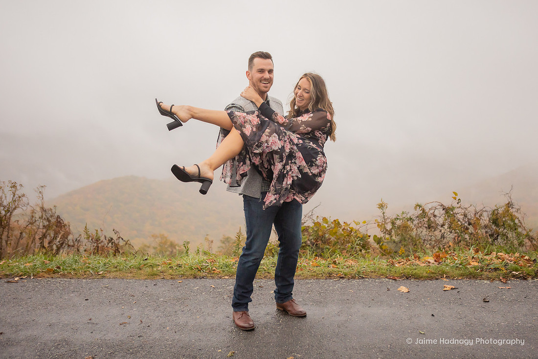 Asheville rainy surprise proposal photoshoot