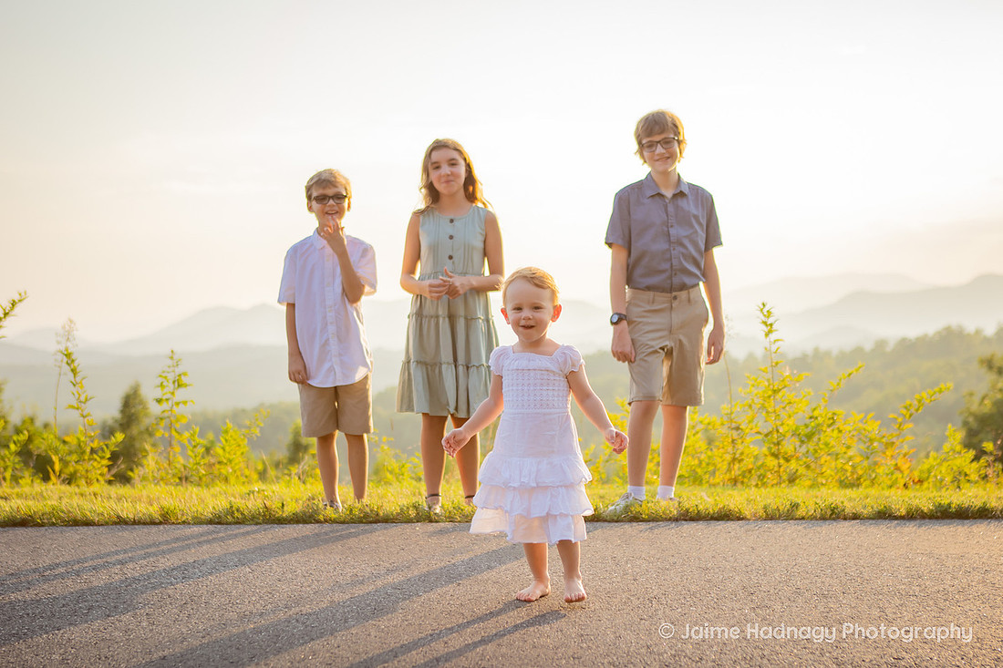 Outdoor Sunset Family Photos in the mountains | Asheville Photographer
