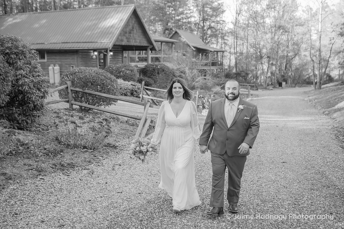 Black and White Photo of Bride and Groom | Asheville Elopement Photographer