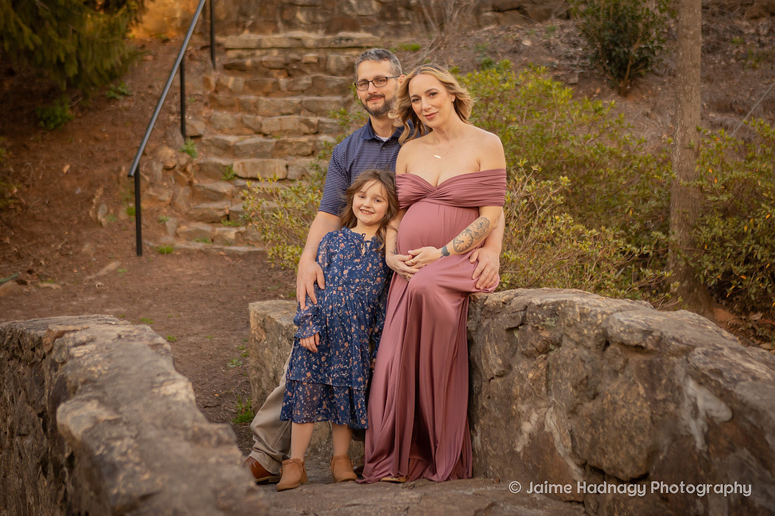 Outdoor Maternity Fmaily Photos with Sibling | Asheville Photographer