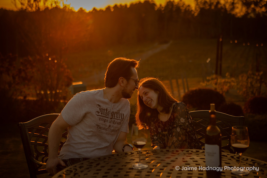Sunset Engagement Photos at Mountain Brook Vineyards | Asheville Photographer