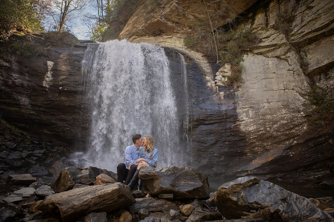 Waterfall Engagement Photos | Asheville Photographer