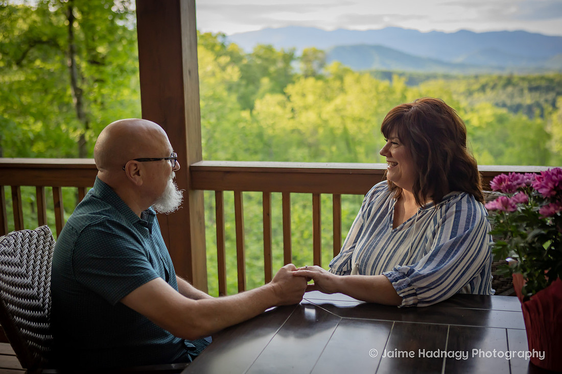 Couples Photos on the Porch in the Mountains