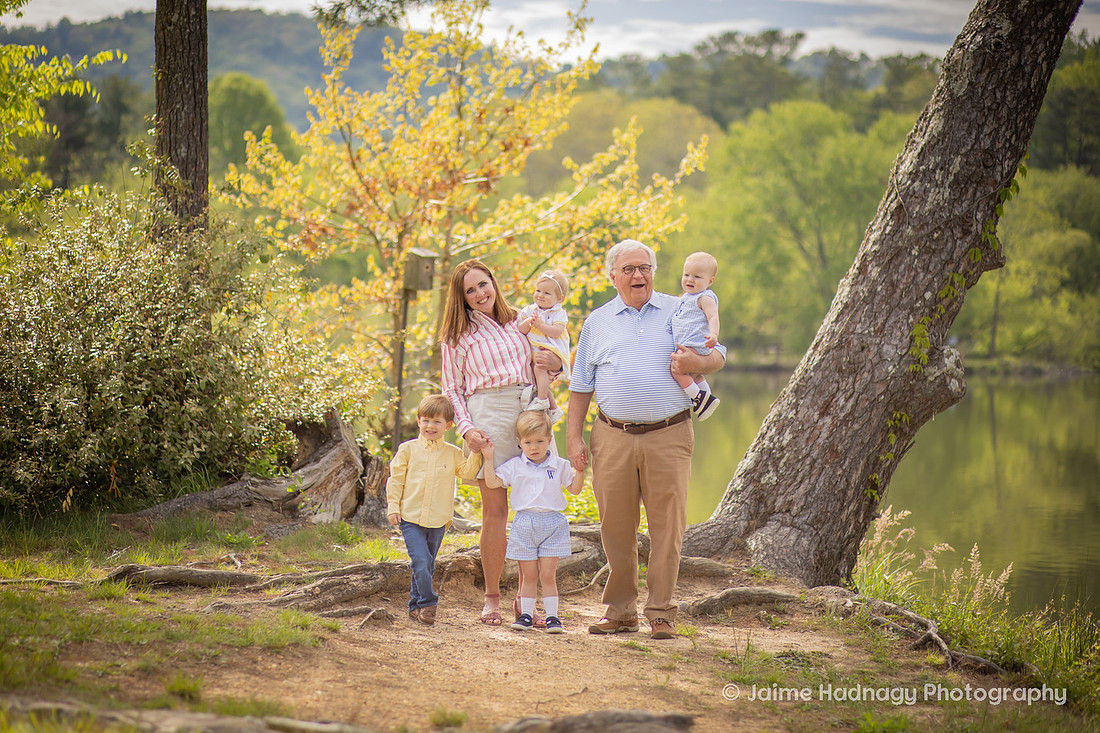 Extended Family Portraits in Asheville Outdoors with Little Kids and Babies