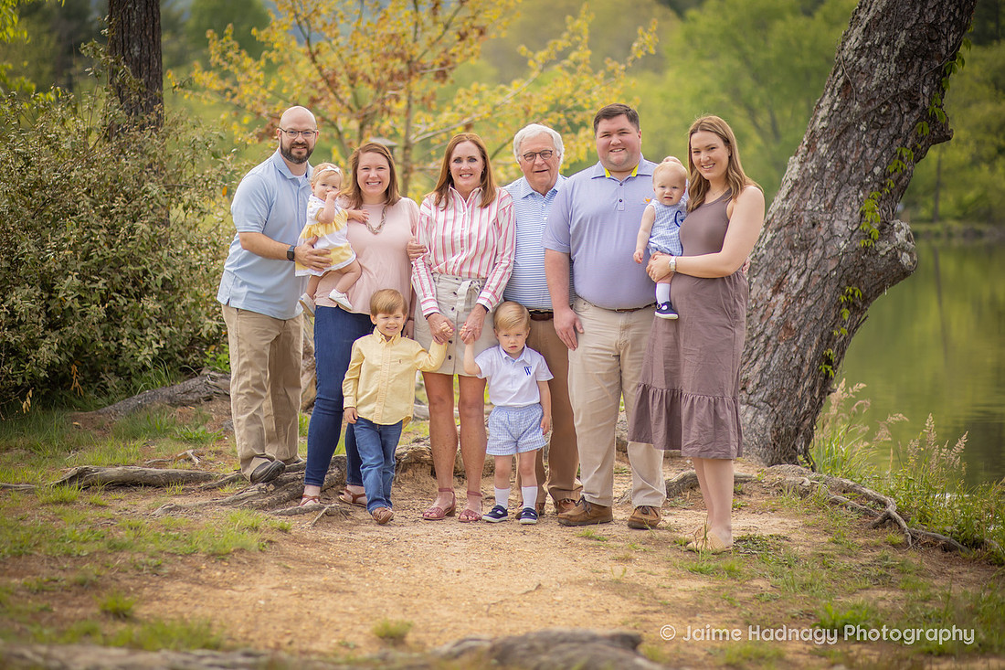 Extended Family Portraits in Asheville Outdoors with Little Kids and Babies