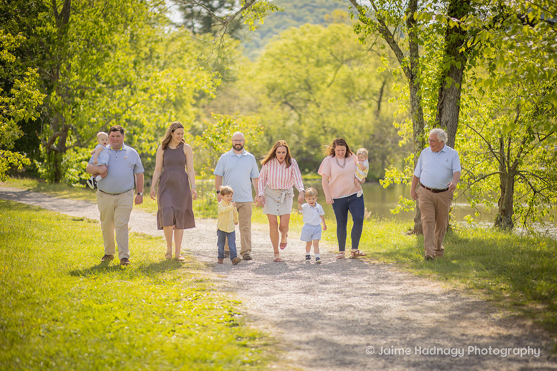 Extended Family Portraits in Asheville Outdoors with Little Kids and Babies