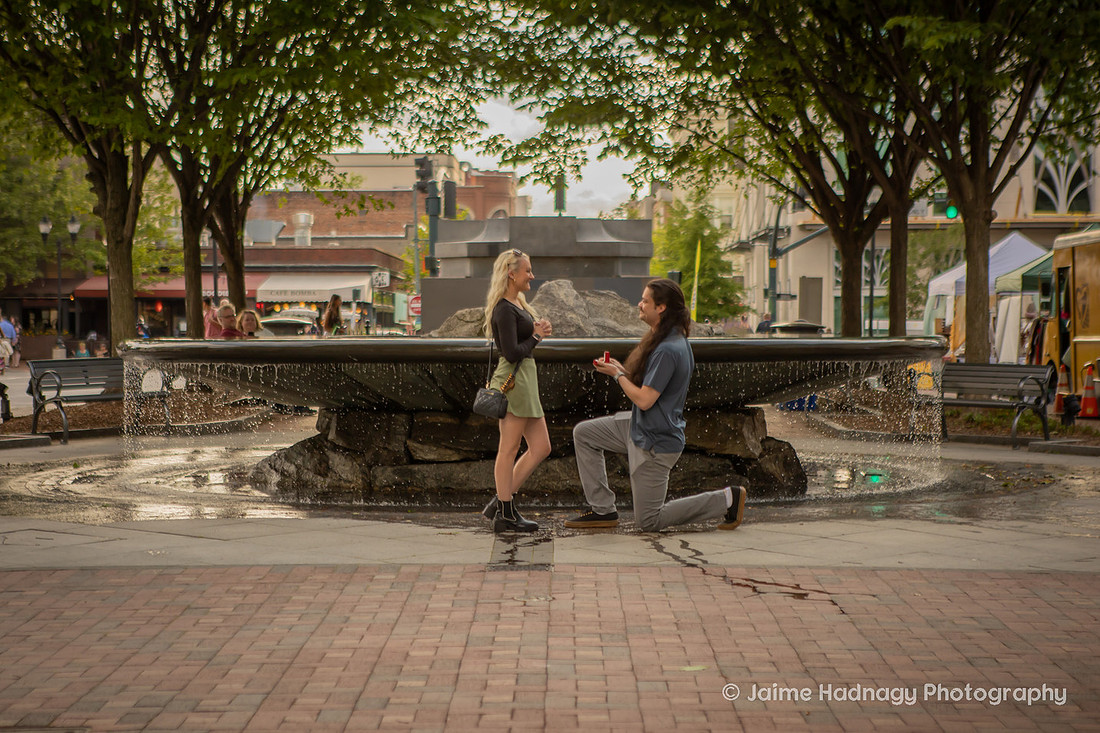 Proposal Photography in Downtown Asheville Engagement Pictures