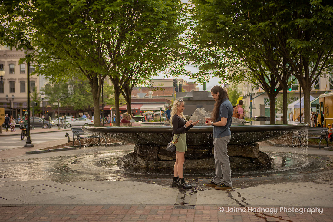 Proposal Photography in Downtown Asheville Engagement Pictures