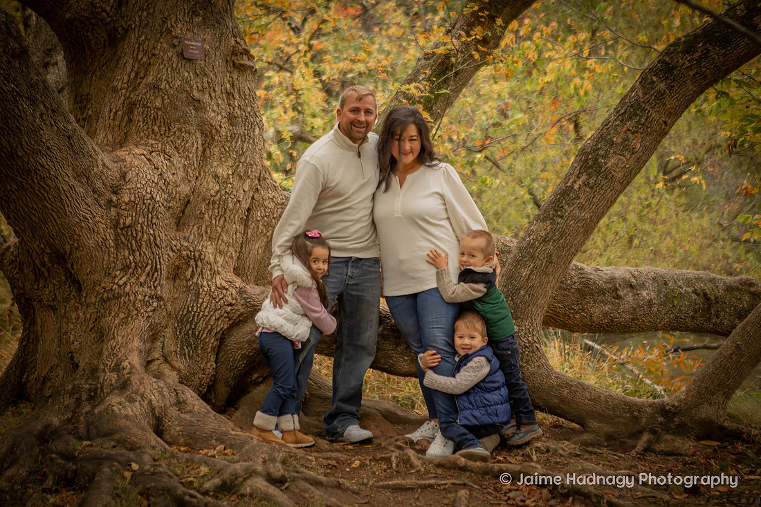 Outdoor Family Photos in Asheville with 4 Year Old Triplets