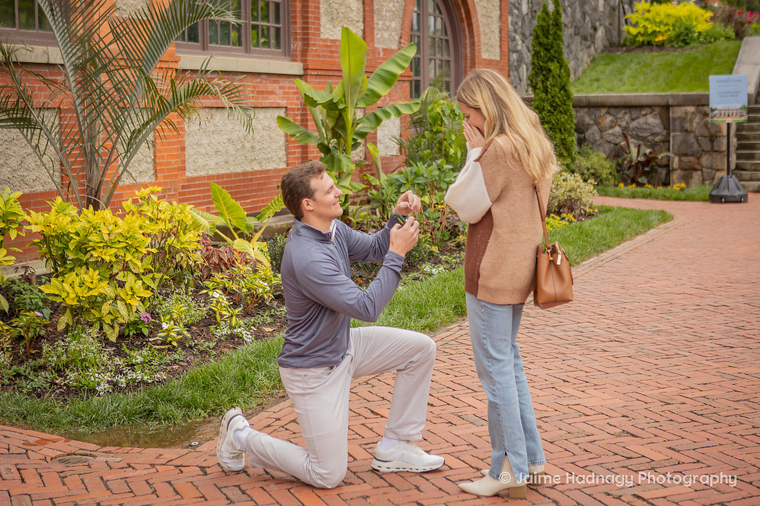 Surprise Proposal by the COnservatory of The Biltmore Estate | Asheville Engagement Photographer