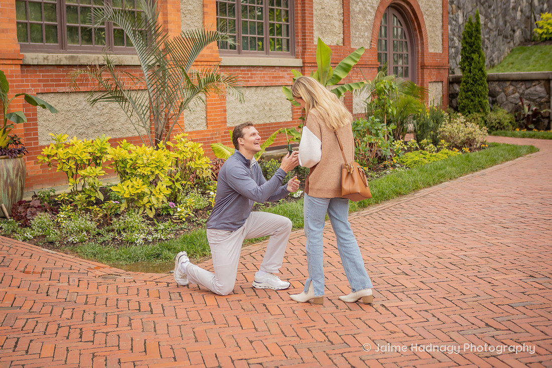 Surprise Proposal by the COnservatory of The Biltmore Estate | Asheville Engagement Photographer