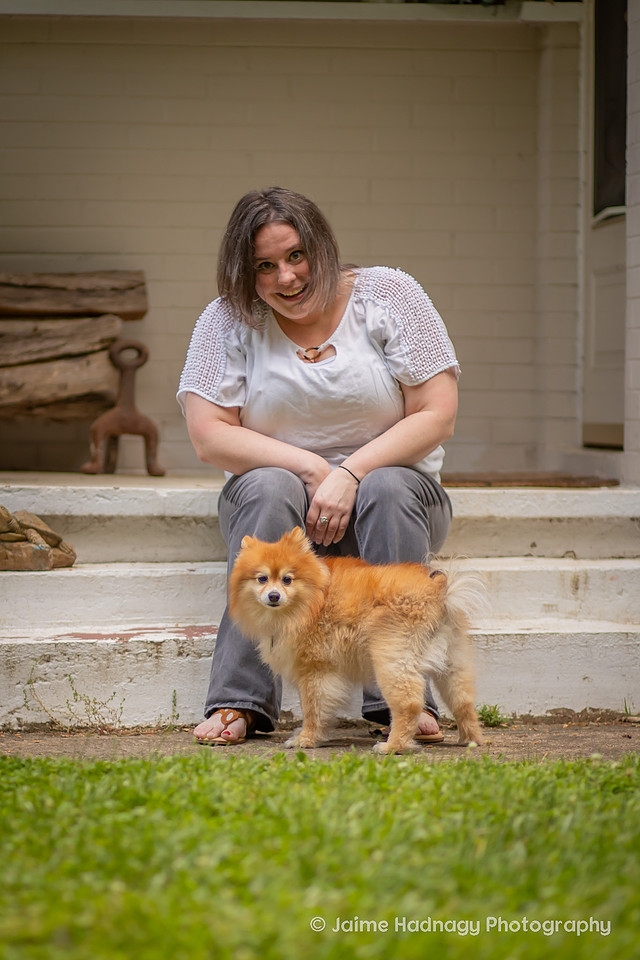 At home photoshoot of woman and her dog | asheville pet photographer