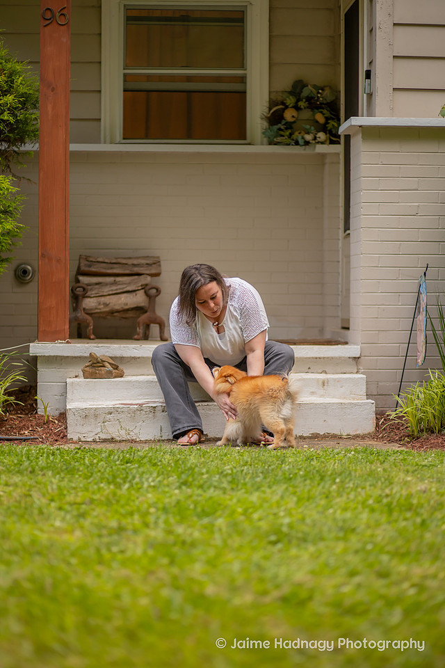 At home photoshoot of woman and her dog | asheville pet photographer