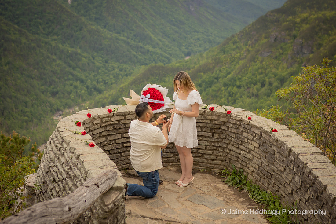 Gorgeous Mountain Proposal at Wiseman's View in Linville, NC | WNC Engagement Photographer