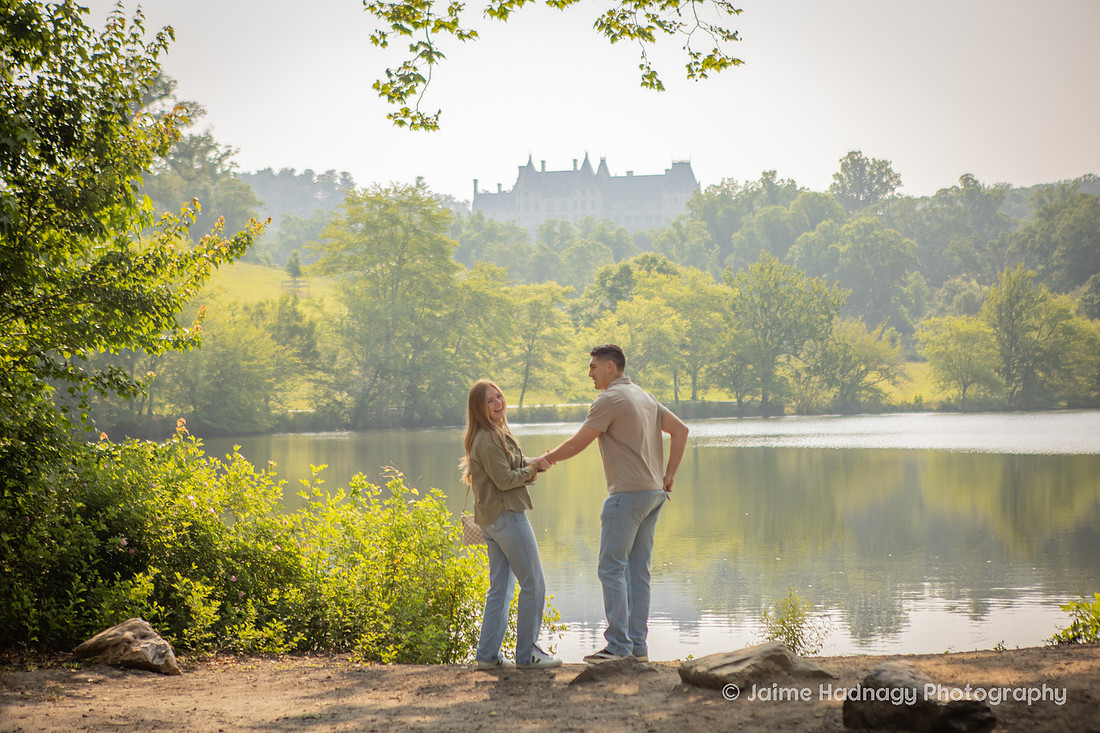 Surprise Proposal Photography at The Lagoon at Biltmore Estate in Asheville
