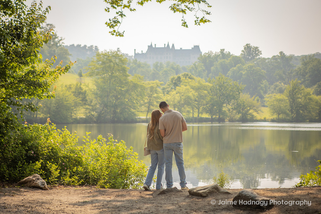 Surprise Proposal Photography at The Lagoon at Biltmore Estate in Asheville