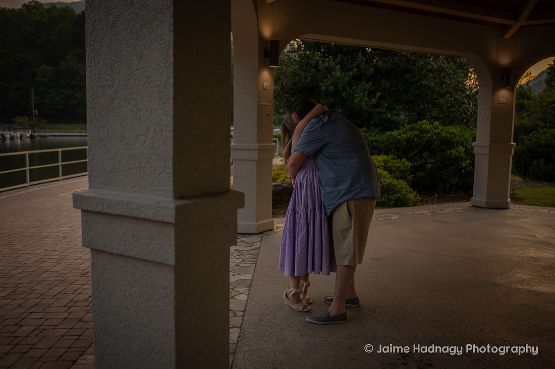Surprise Proposal at Morse Park Pavillion at Lake Lure NC | Black Mountain Engagement Photographer