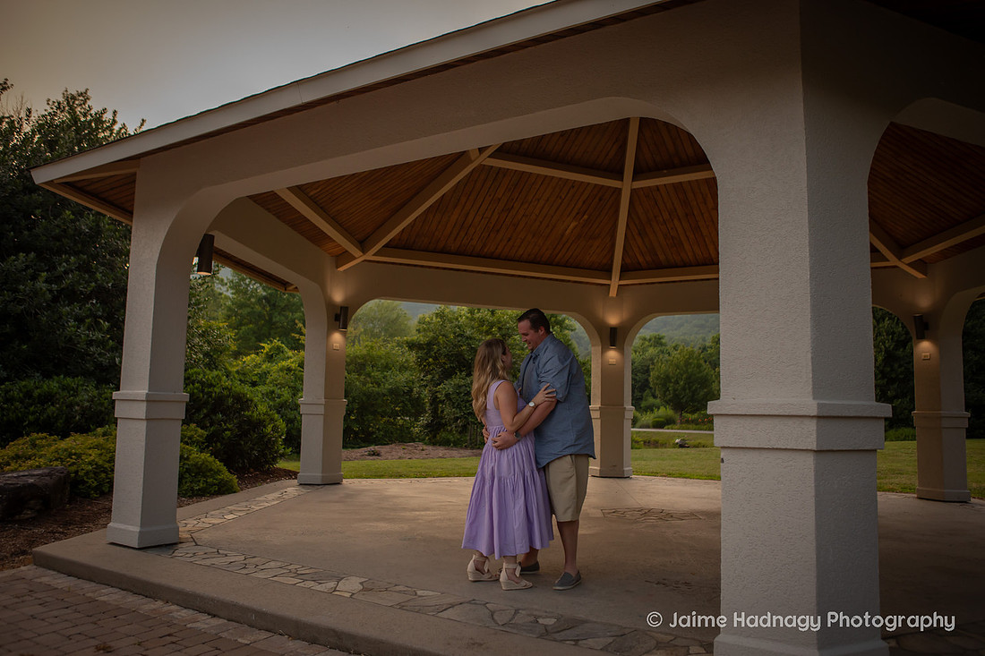 Surprise Proposal at Morse Park Pavillion at Lake Lure NC | Black Mountain Engagement Photographer