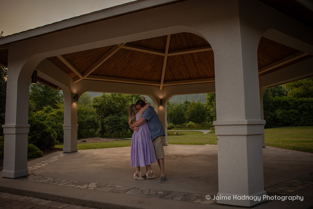Surprise Proposal at Morse Park Pavillion at Lake Lure NC | Black Mountain Engagement Photographer