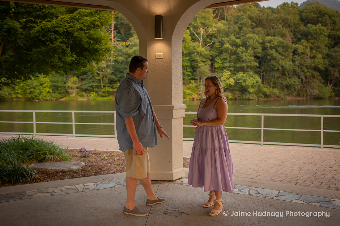 Surprise Proposal at Pavillion at Morse Park in Lake Lure | Asheville Engagement Photographer