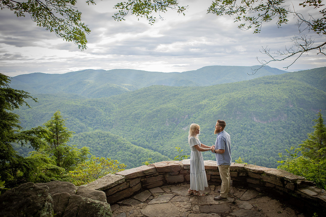Chestoa View Overlook on Blue Ridge Parkway Surprise Proposal | Asheville Engagement Photographer