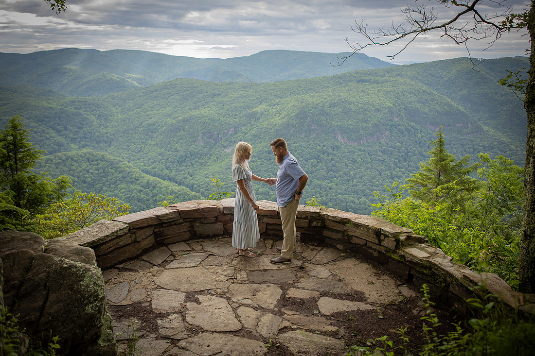 Chestoa View Overlook on Blue Ridge Parkway Surprise Proposal | Asheville Engagement Photographer